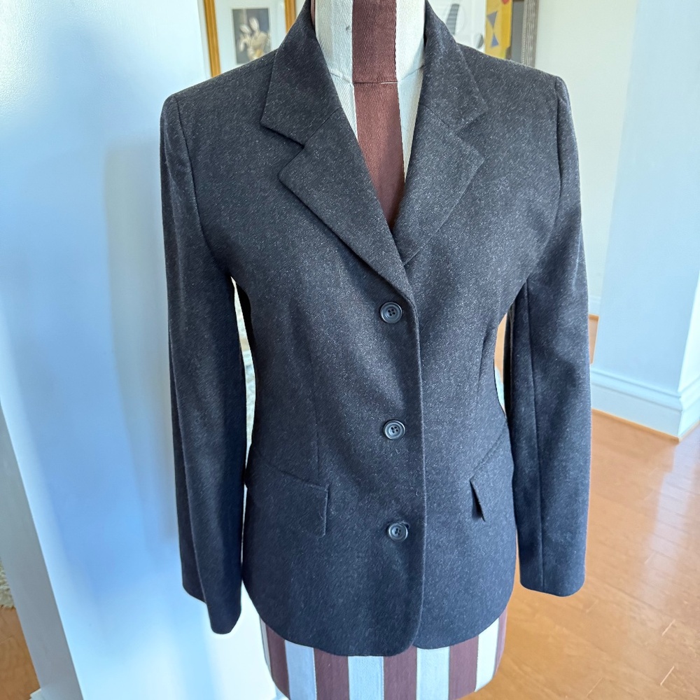 VTG Harolds Womens Wool Cashmere Blend Structured Blazer Gray Sz 6 Made in Italy